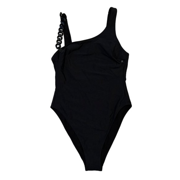 Stella McCartney One Piece Swimsuit Small Black Falabella Chain Detail Italy NEW - Picture 5 of 16